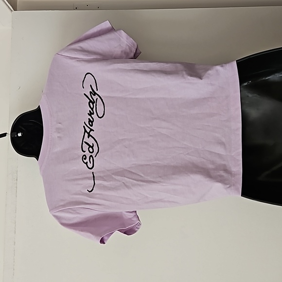Ed Hardy Swallow Lavender Cropped Tee - Picture 3 of 5